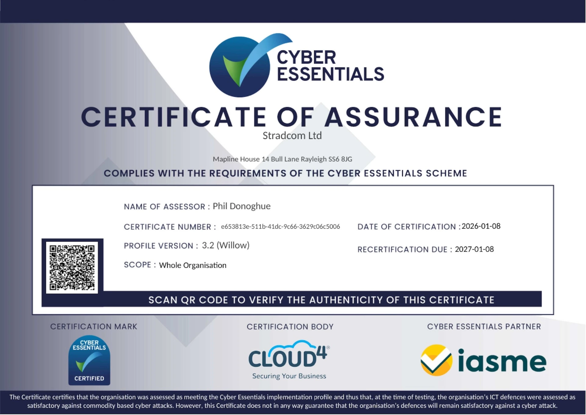 Cyberessentials Certificate